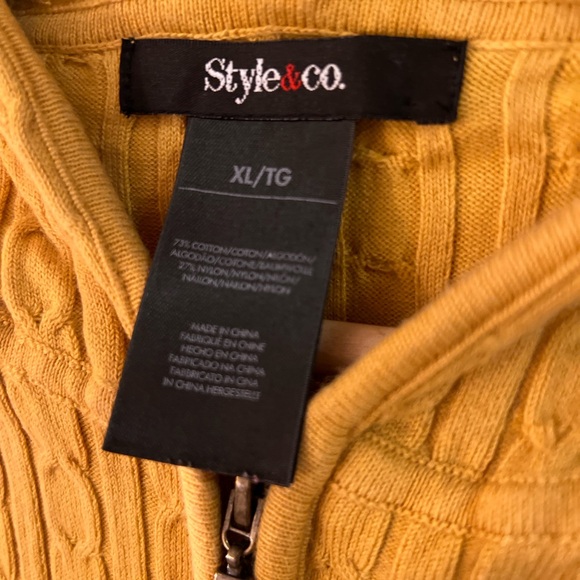 Style & Co Yellow Cable Knit Sweater XL GUC - Picture 5 of 9